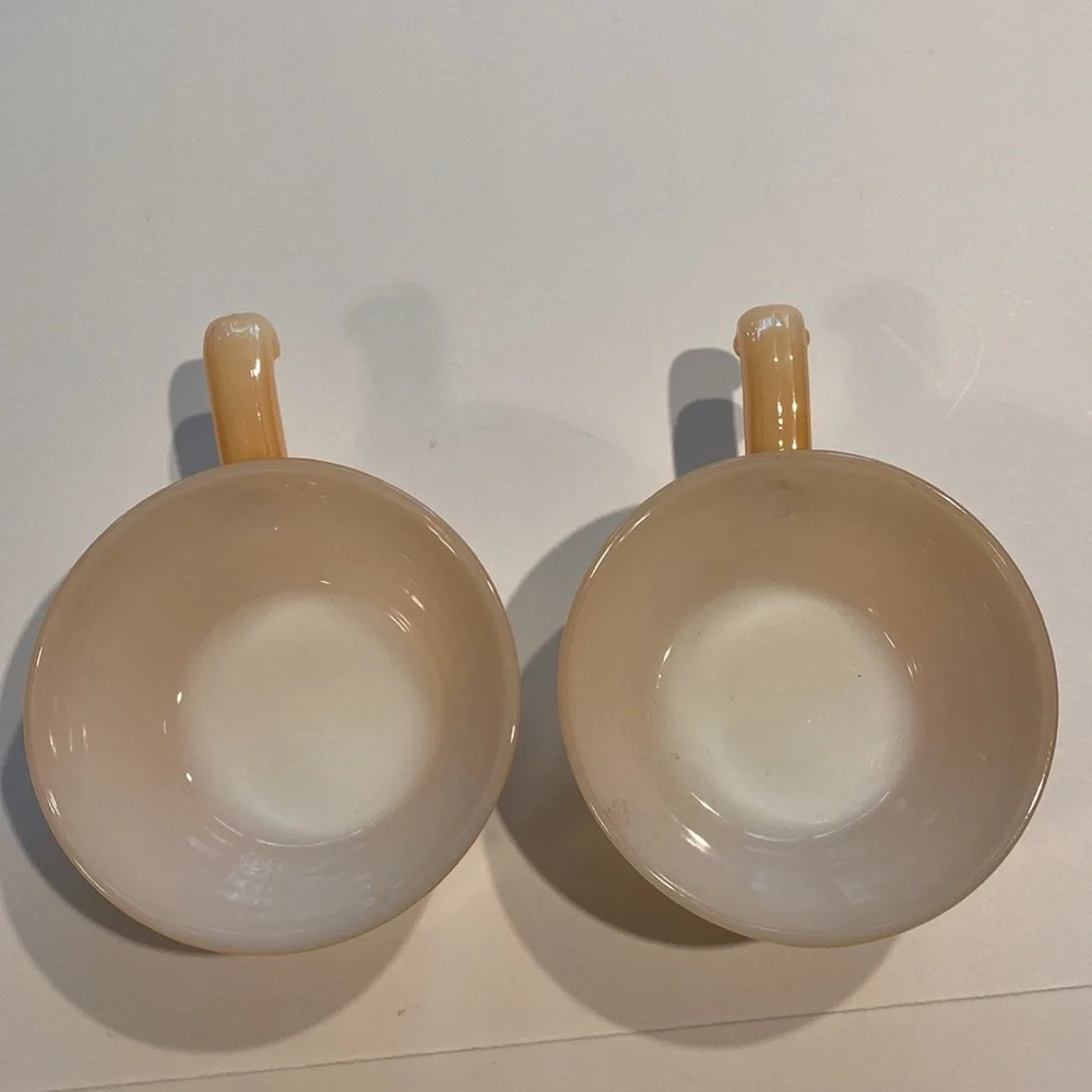 Vintage 2 Peach Luster Fire King Glass Bowls Ovenware Preowned - Picture 11 of 12